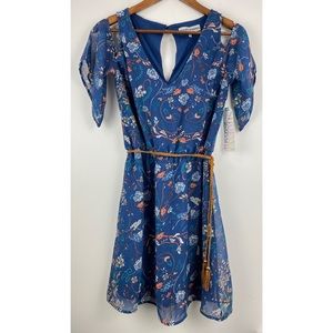 Almost Famous size Medium Blue Floral Cold Shoulder Dress